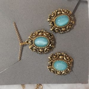 CLIP EARRINGS & necklace